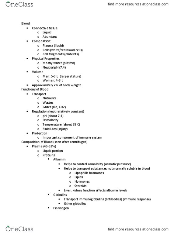 PNB 2265 Lecture Notes - Lecture 1: Cotai, Hemoglobin, Antibody thumbnail