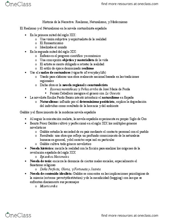 FLS 340 Chapter Notes - Chapter 5: La Segunda, Criollismo, Episodios Nacionales thumbnail