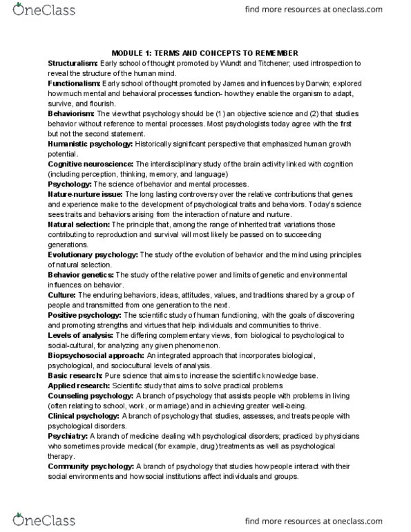 PSYCH 101 Lecture Notes - Lecture 7: Positron, Behaviorism, Myelin thumbnail