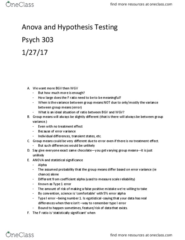 PSY 303 Lecture Notes - Lecture 12: Null Hypothesis, Statistical Significance, Psych thumbnail
