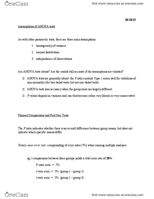 PSYC 394 Lecture Notes - Lecture 6: Family-Wise Error Rate, Statistics Education, Microsoft Powerpoint thumbnail