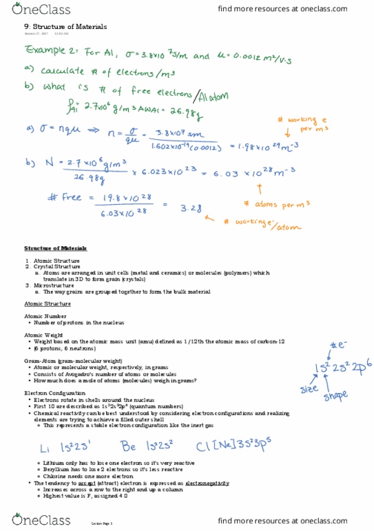 MAT E202 Lecture Notes - Lecture 9: Chlorine, Covalent Bond, Electron Configuration thumbnail