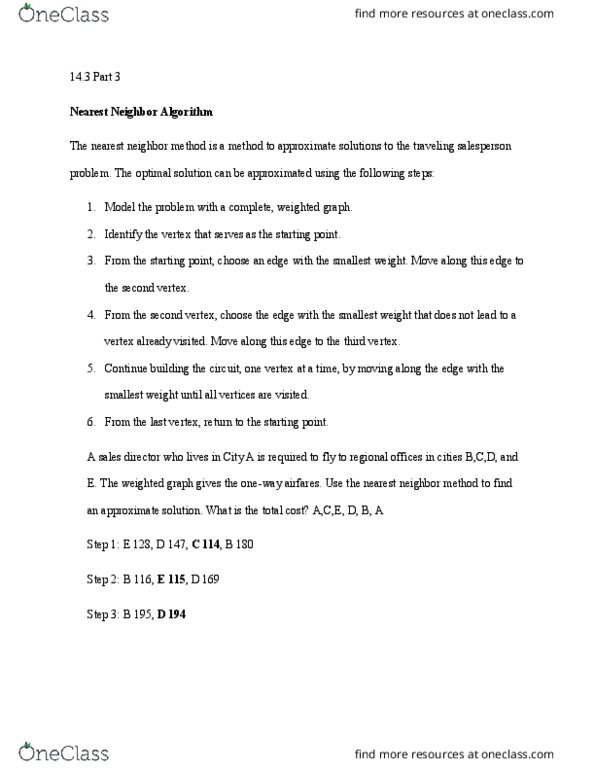 MATH 101 Lecture Notes - Lecture 3: K-Nearest Neighbors Algorithm, Travelling Salesman Problem thumbnail