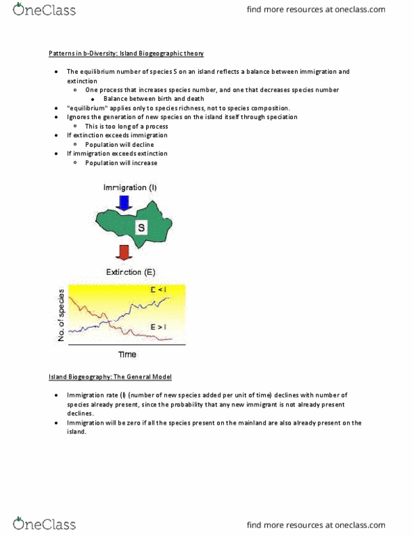 BIO 3115 Lecture Notes - Lecture 5: Equilibrium Point, Biogeography, Conservation Biology thumbnail