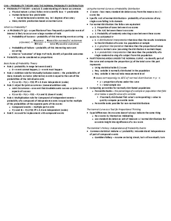 SOC202H1 Chapter Notes -Normal Distribution, Standard Deviation, Human Behavior thumbnail