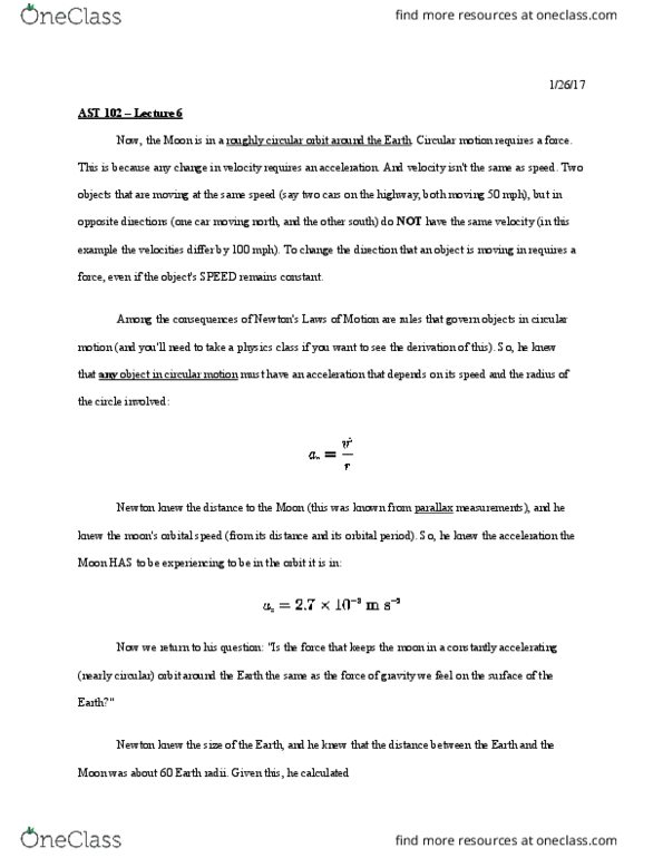 AST 102 Lecture Notes - Lecture 6: Orbital Speed, Tidal Force, Binary Star thumbnail