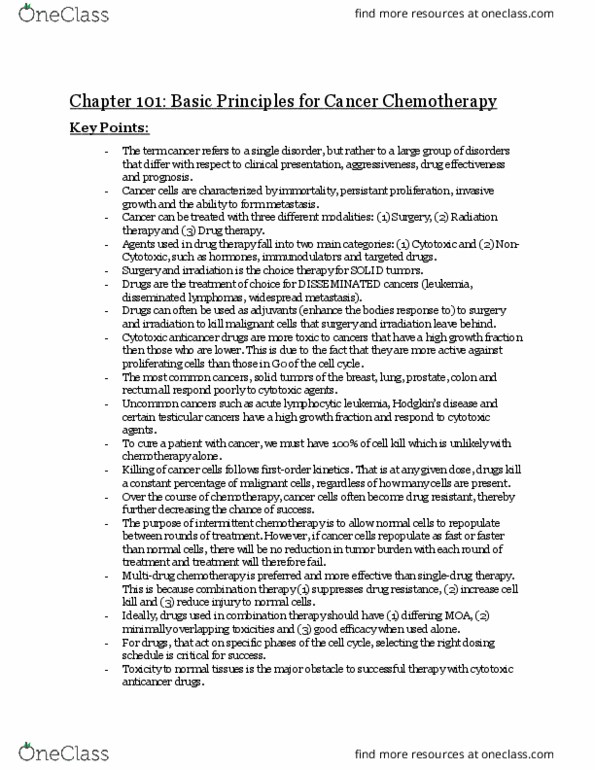 NURS 2004 Chapter Notes - Chapter 101: Drug Resistance, Hyperuricemia, Blister Agent thumbnail