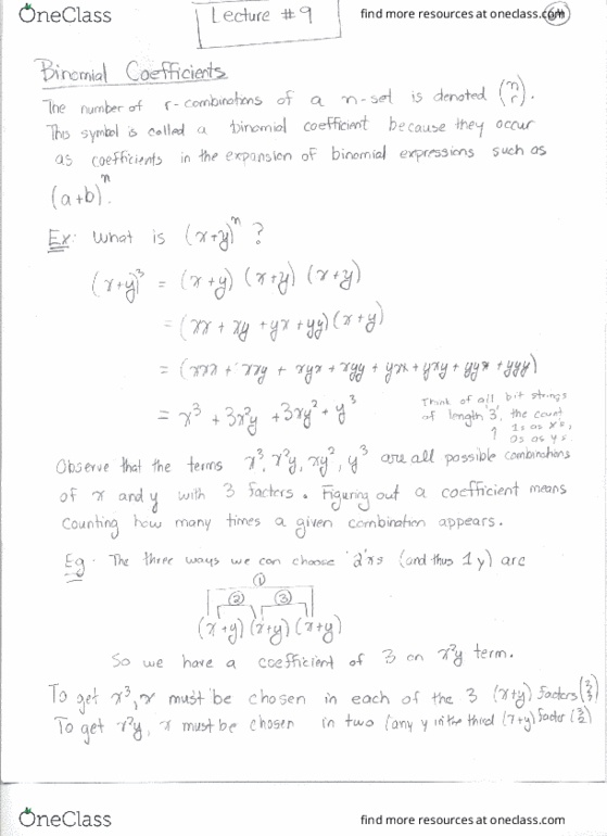 COMP 1805 Lecture Notes - Lecture 9: Binomial Coefficient, Nsb Class 65, Common Rail thumbnail