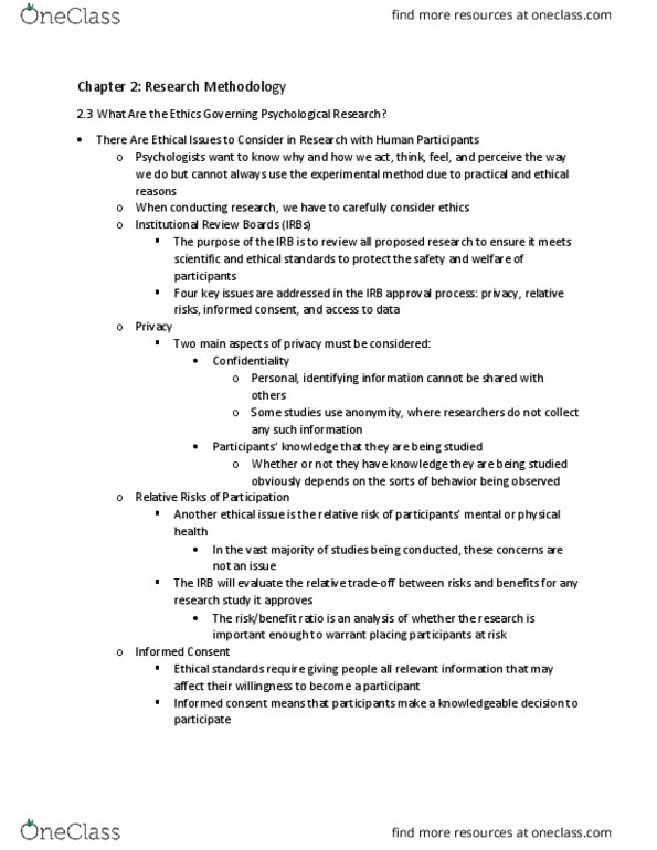 PSYCH 1000 Chapter Notes - Chapter 2.3: Relative Risk, Institutional Animal Care And Use Committee thumbnail