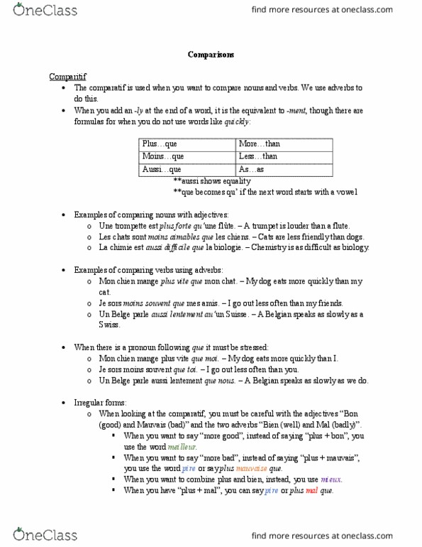 FREN 3570 Lecture 3: Comparing with Comparatif thumbnail