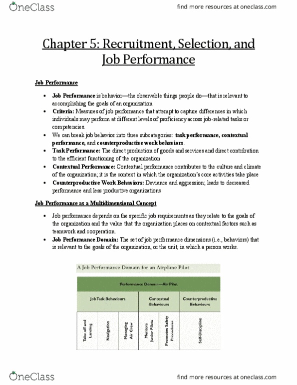ADMS 3470 Chapter Notes - Chapter 5: Job Performance, Workplace Deviance, Organizational Citizenship Behavior thumbnail