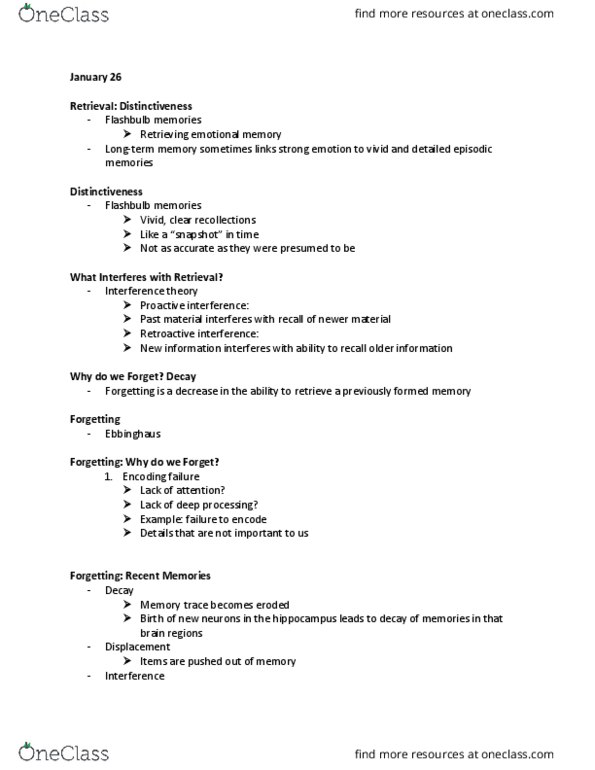 PS102 Lecture Notes - Lecture 8: Childhood Amnesia, Basal Ganglia, Occipital Lobe thumbnail