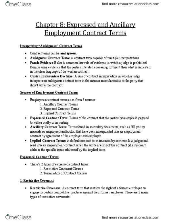 ADMS 3420 Chapter Notes - Chapter 8: Employment Contract, Oral Contract, Granite Real Estate thumbnail