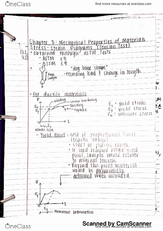 MEGR 2144 Lecture 4: 3.1-3.3: Stress Strain Diagrams (Tension Tests), Hooke's Law, Modulus of Elasticity thumbnail