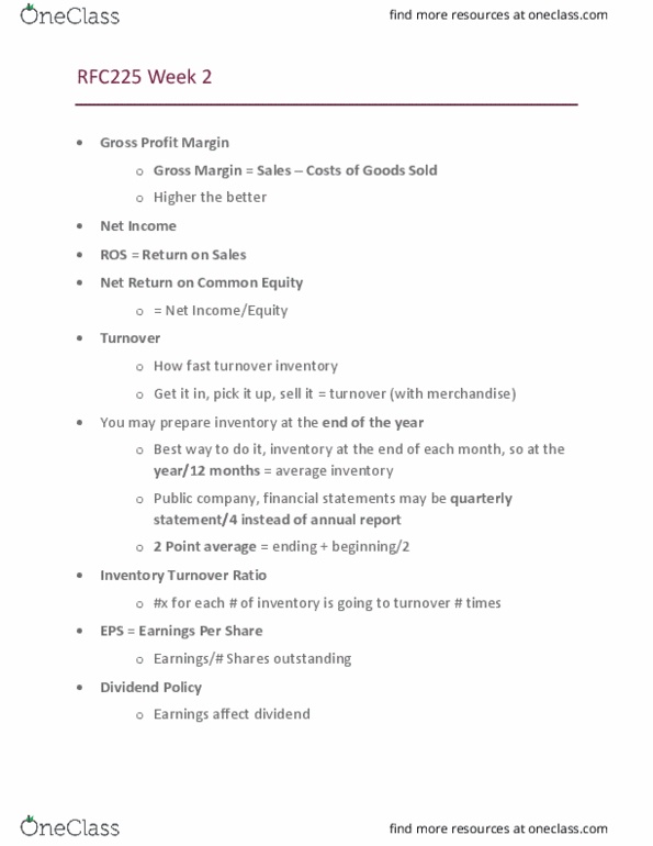 Business Administration - Financial Planning RFC225 Lecture Notes - Lecture 2: Retained Earnings, Shares Outstanding, Public Company thumbnail