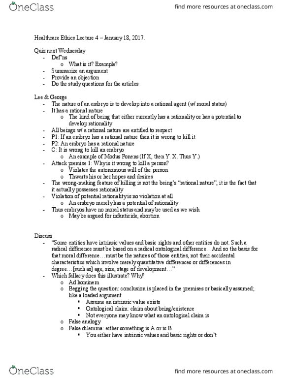 Philosophy 2715F/G Lecture Notes - Lecture 4: Modus Tollens, Modus Ponens, Slippery Slope thumbnail