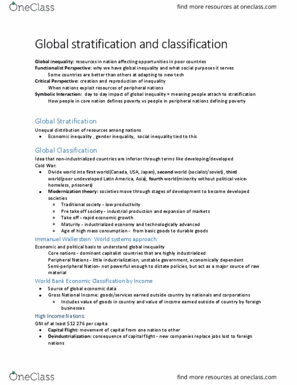 SOCI 1002 Chapter Notes - Chapter 10: Gross National Income, Capital Flight, International Inequality thumbnail