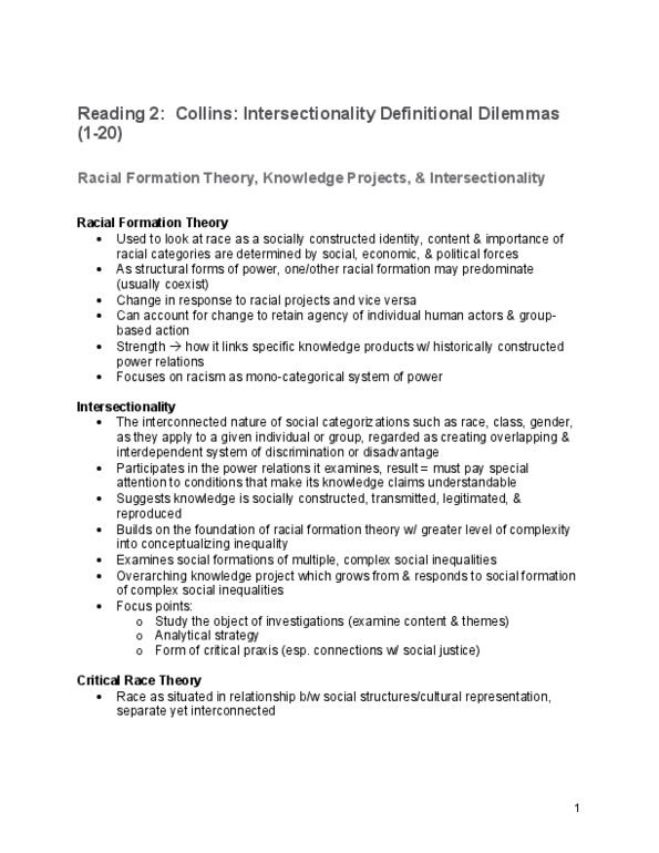 CNST 361 Chapter Notes - Chapter 2: Racial Formation Theory, Critical Race Theory, Intersectionality thumbnail