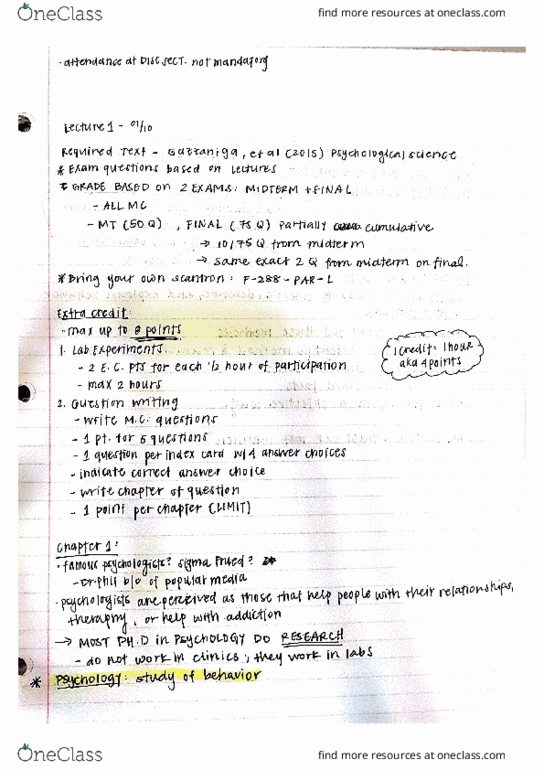 PSY BEH 9 Lecture Notes - Lecture 1: Tnf Receptor Associated Factor, Scientific Method thumbnail