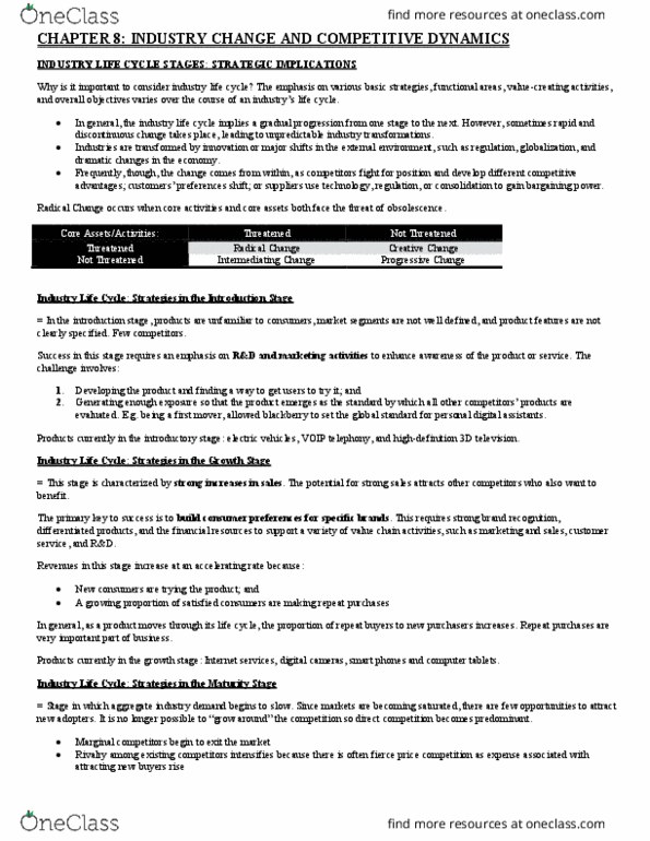 ADMS 4900 Chapter Notes - Chapter 8: 3D Television, Process Engineering, Radical Change thumbnail