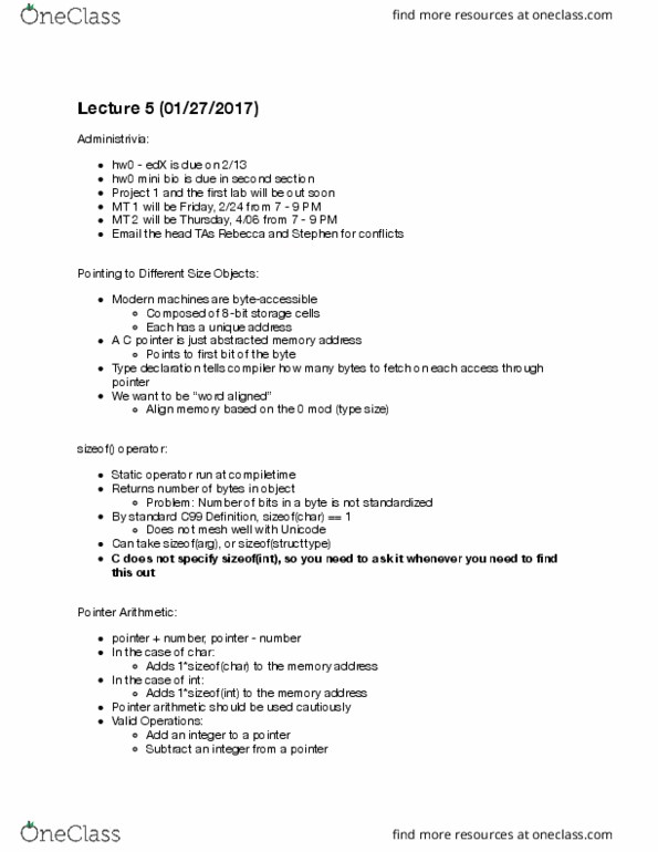 COMPSCI 61C Lecture Notes - Lecture 5: Memory Address, Edx, Entry Point thumbnail