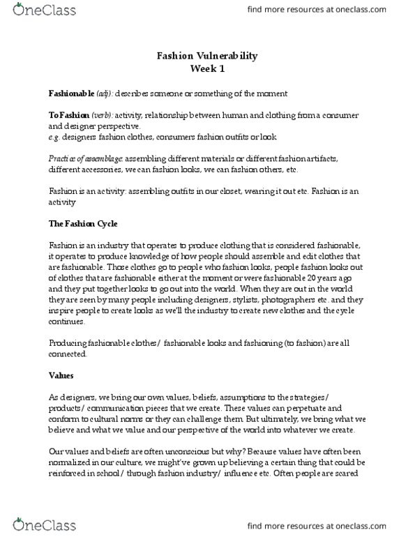 FSN 223 Lecture Notes - Lecture 1: La Sape thumbnail