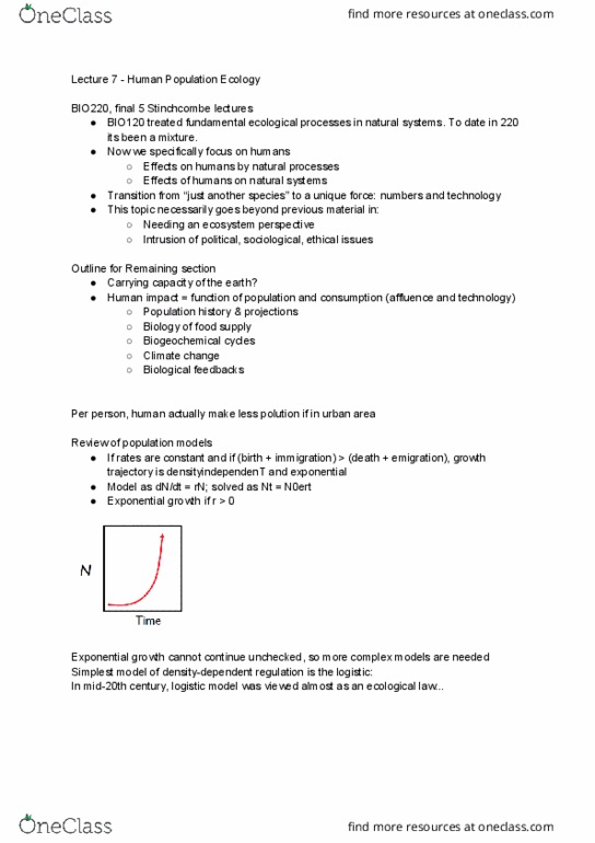 BIO220H1 Lecture Notes - Lecture 7: Demographic Transition, Exponential Growth, Population Connection thumbnail