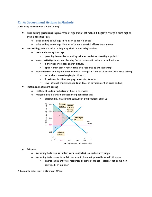 ECON 1000 Lecture Notes - Price Ceiling, Deadweight Loss, Price Floor thumbnail
