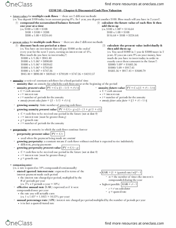 COM 240 Chapter Notes - Chapter 6: Effective Interest Rate, Annual Percentage Rate thumbnail