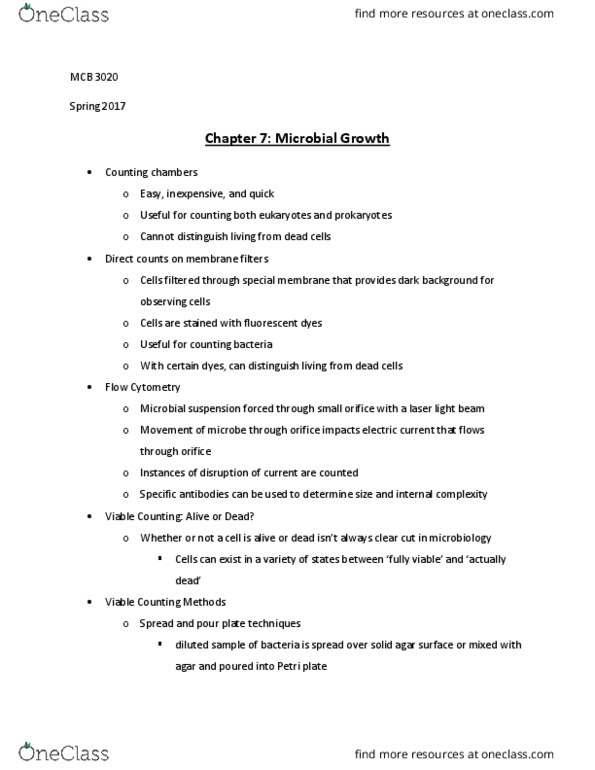 MCB 3020 Lecture Notes - Lecture 11: Membrane Technology, Cytometry, Microorganism thumbnail