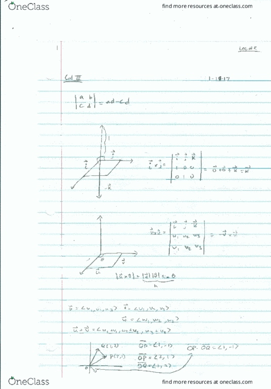 MATH 2203 Lecture 2: Sect. 10.5 The Cross Product thumbnail