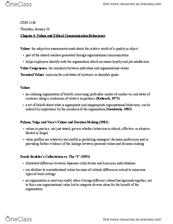 CMN 2148 Lecture Notes - Lecture 3: Organizational Ethics, Organizational Communication, Adelphia Communications Corporation thumbnail