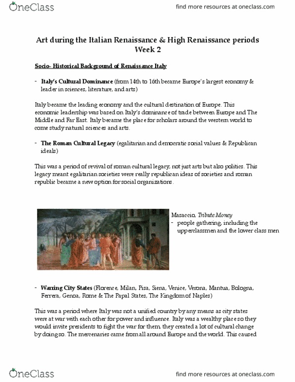 FSN 232 Lecture Notes - Lecture 2: Piero Della Francesca, Leon Battista Alberti, Santa Croce, Florence thumbnail