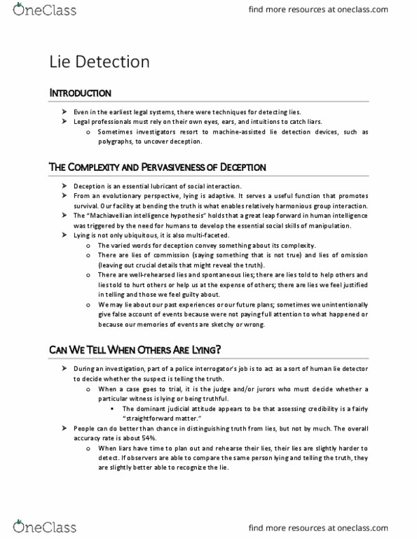 PSYC 3600 Chapter Notes - Chapter 3: Lie Detection, Confirmation Bias, Stereotype Threat thumbnail