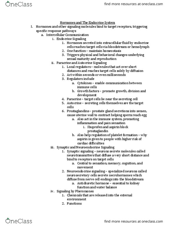 BIOL 240M Chapter Notes - Chapter 45: Vasopressin, Prostate, Autocrine Signalling thumbnail