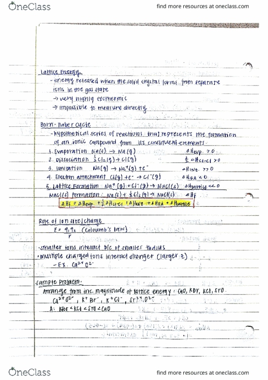 CHEM 1B Lecture Notes - Lecture 4: Opata Language, Ionic Compound, Lattice Energy thumbnail