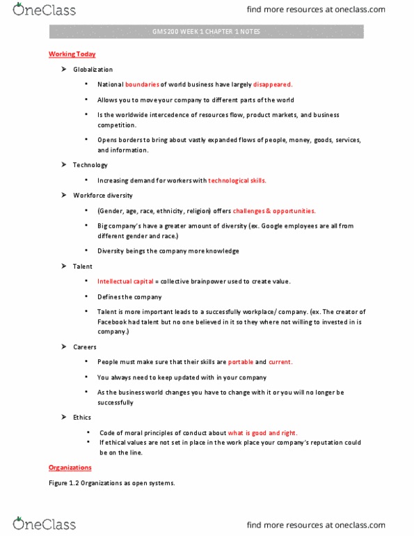 GMS 200 Lecture Notes - Lecture 1: Brainpower, Competitive Advantage, Intellectual Capital thumbnail