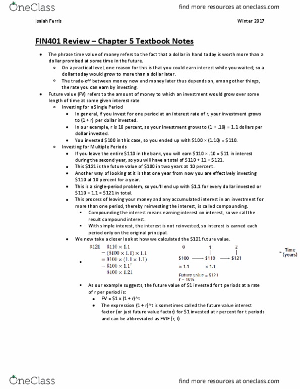 FIN 401 Chapter Notes - Chapter 5: Discounting, Investment, Interest thumbnail