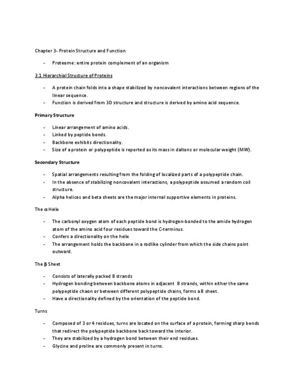 BIOLOGY 2B03 Chapter Notes - Chapter 3: Ubiquitin Ligase, Protein Folding, Coiled Coil thumbnail