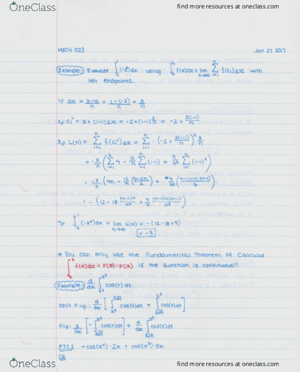 MATH 1023 Lecture Notes - Lecture 9: Antiderivative, Uttan, Natural Logarithm thumbnail