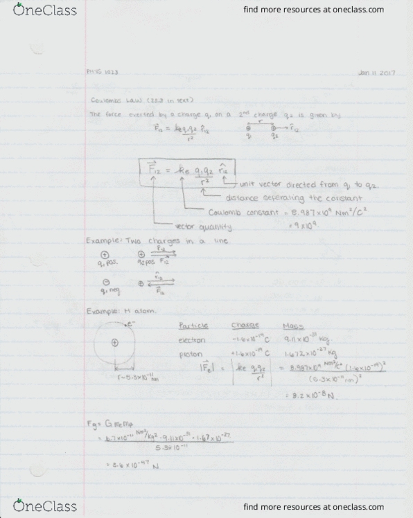 PHYS 1023 Lecture Notes - Lecture 2: Scalar Field, Electric Field, Unit Vector thumbnail