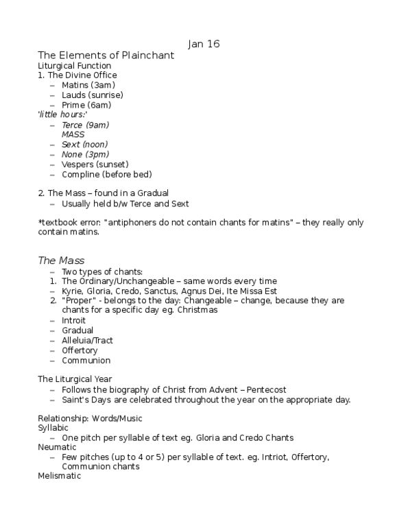 Music 1711F/G Lecture Notes - Ite, Missa Est, Tonus Peregrinus, Reciting Tone thumbnail