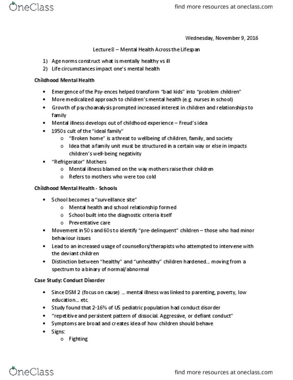 HLTHAGE 2G03 Lecture Notes - Lecture 8: Bipolar Disorder, Conduct Disorder, Parenting Styles thumbnail