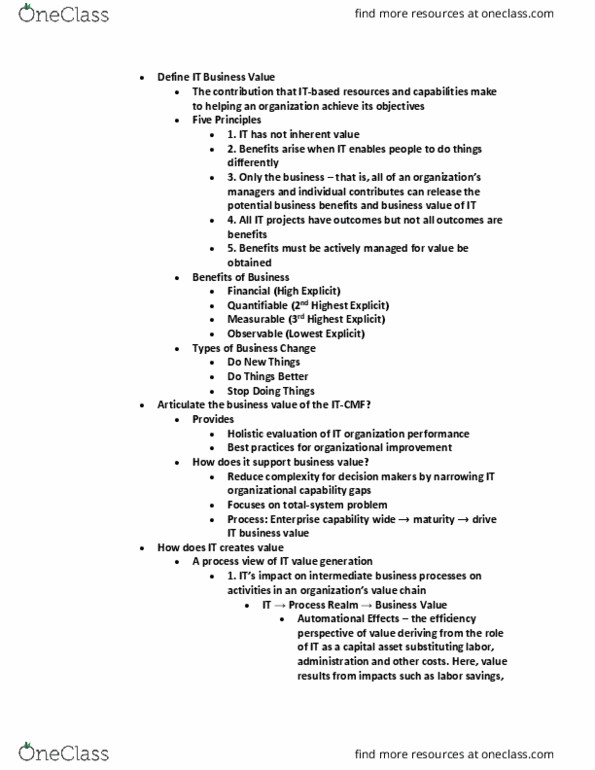 ITSS 4370 Lecture Notes - Lecture 14: Technology Company, Capital Asset thumbnail