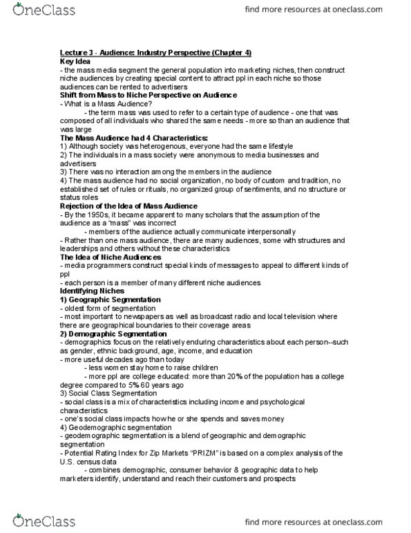 CMN 140 Lecture Notes - Lecture 3: Ddb Worldwide, Geodemographic Segmentation, Complex Analysis thumbnail