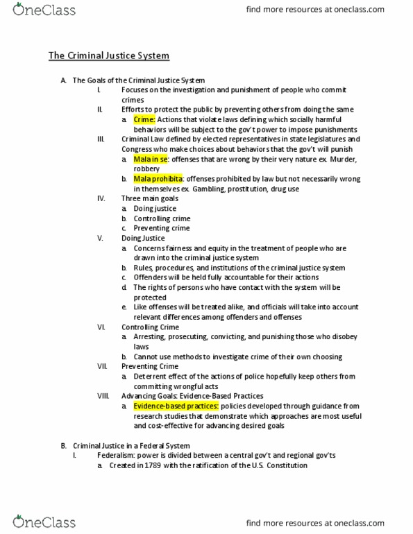 CRJU110 Lecture Notes - Lecture 1: Law Enforcement Agency, Plea Bargain thumbnail