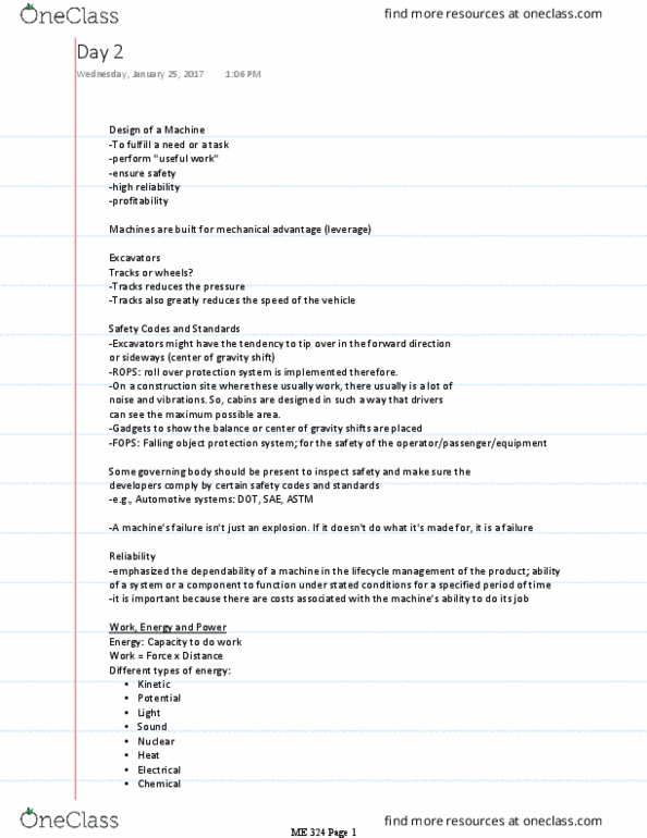 M E 324 Lecture Notes - Lecture 2: Mechanical Advantage, Astm International thumbnail