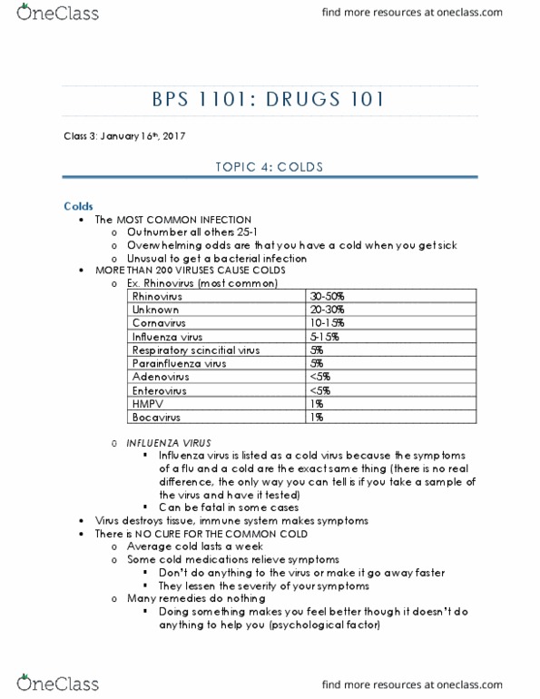 BPS 1101 Lecture Notes - Lecture 3: Orthomyxoviridae, Cough Medicine, Pseudoephedrine thumbnail