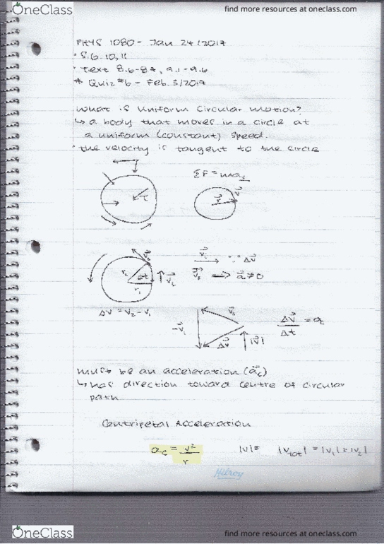 PHYS 1080 Lecture Notes - Lecture 4: Cn Tower, Angular Acceleration, Irish National Liberation Army thumbnail