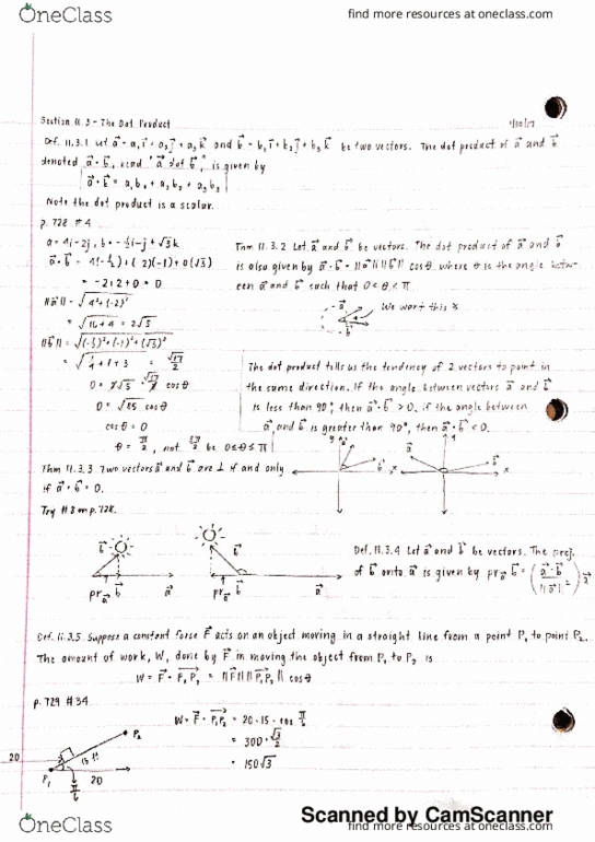 MATH 241 Lecture 3: Section 11.3 Notes thumbnail